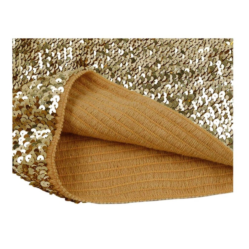 Fenyong Womens Sparkly Sequin Mermaid Crop Tops, Strapless Metallic Tube Tops for Party Clubwear(Gold) - Image 2